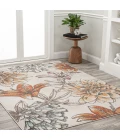 Giglio Modern Botanical Flower Orange/Blue/Cream 5 ft. x 8 ft. Area Rug