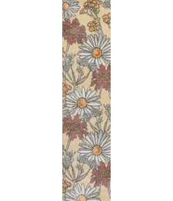 Jonathany Contemporary Pop CTP203A Yellow/Ivory/Red Area Rug 2 ft. X 8 ft. Runner