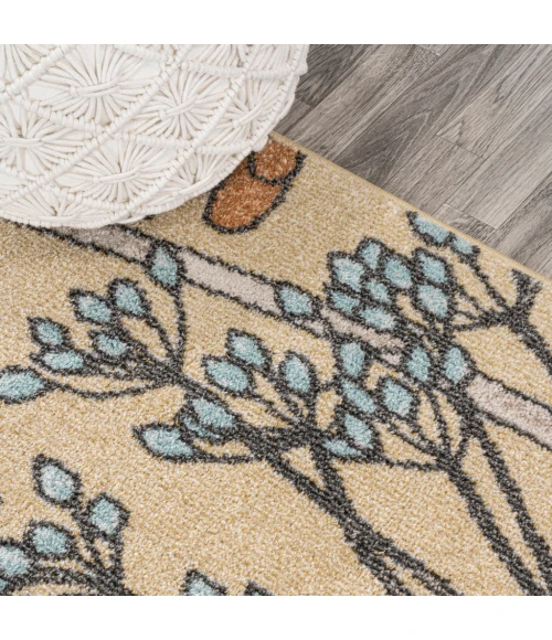 Dizi Modern Botanical Wildflower Yellow/Ivory/Red 2 ft. x 8 ft. Runner Rug