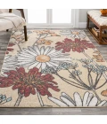 Dizi Modern Botanical Wildflower Yellow/Ivory/Red 4 ft. x 6 ft. Area Rug