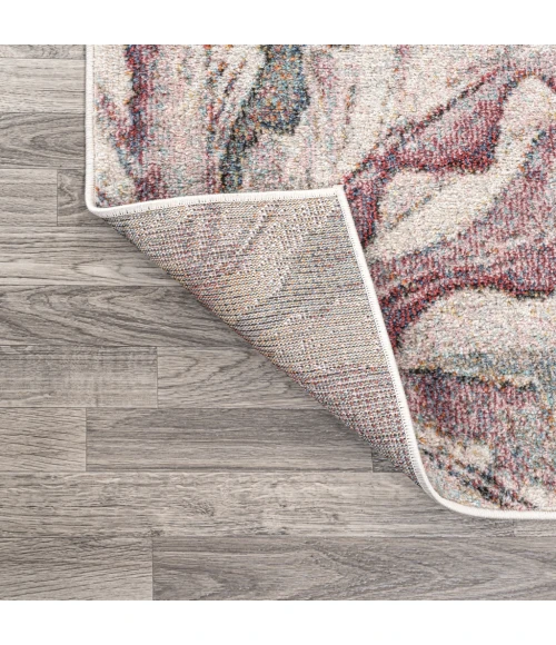 Pastello Modern Abstract Muted Flowers Pink/Gray 4 ft. x 6 ft. Area Rug