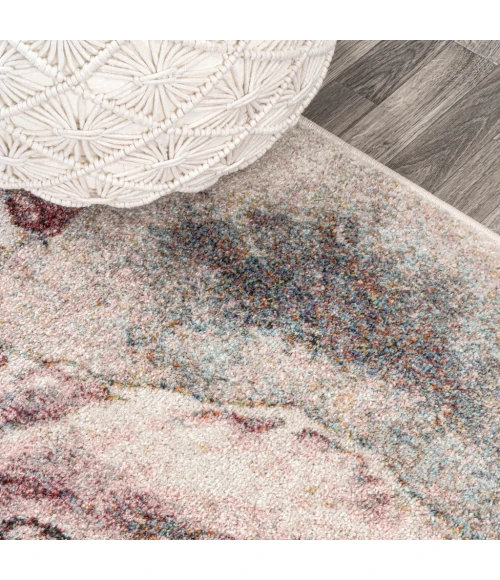 Pastello Modern Abstract Muted Flowers Pink/Gray 4 ft. x 6 ft. Area Rug