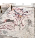Pastello Modern Abstract Muted Flowers Pink/Gray 4 ft. x 6 ft. Area Rug