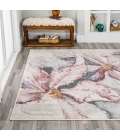 Pastello Modern Abstract Muted Flowers Pink/Gray 4 ft. x 6 ft. Area Rug