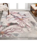 Pastello Modern Abstract Muted Flowers Pink/Gray 4 ft. x 6 ft. Area Rug
