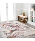 Pastello Modern Abstract Muted Flowers Pink/Gray 4 ft. x 6 ft. Area Rug