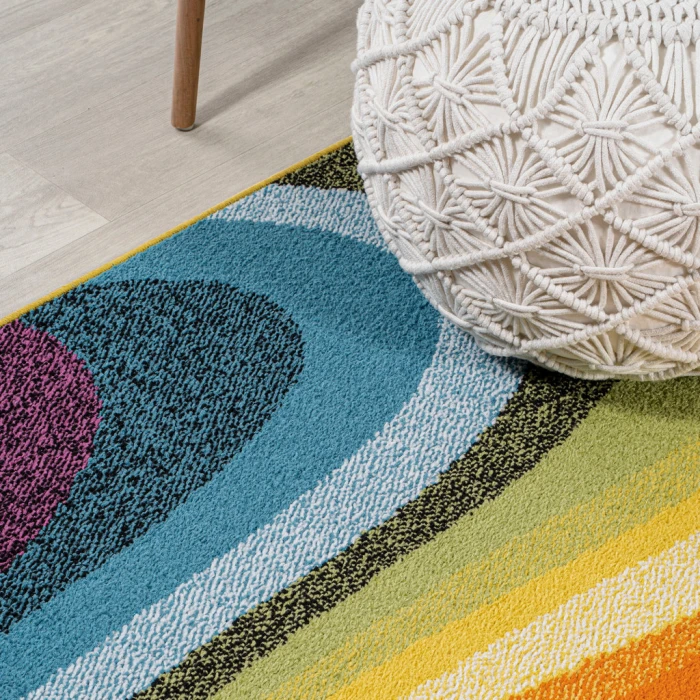 Flow Abstract Swirl Red/Yellow/Blue 3 ft. x 5 ft. Area Rug