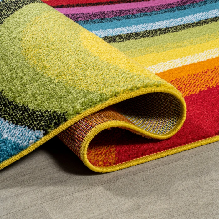 Flow Abstract Swirl Red/Yellow/Blue 2 ft. x 8 ft. Runner Rug