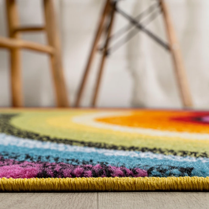 Flow Abstract Swirl Red/Yellow/Blue 2 ft. x 8 ft. Runner Rug