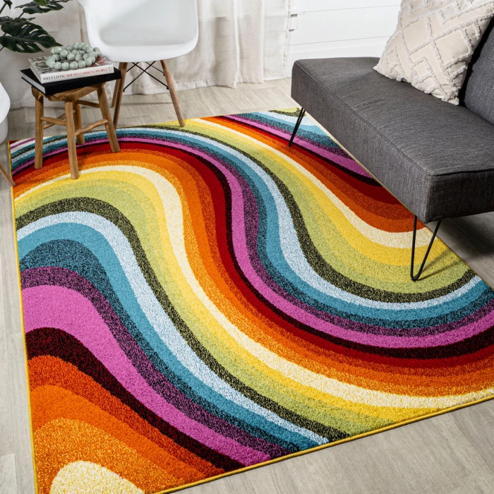 Flow Abstract Swirl Red/Yellow/Blue 3 ft. x 5 ft. Area Rug