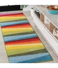 Prism Geometric Striped Orange/Green/Blue 2 ft. x 8 ft. Runner Rug