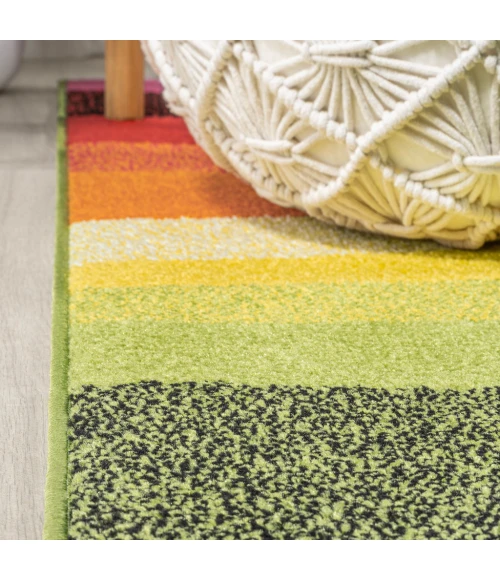 Prism Geometric Striped Orange/Green/Blue 8 ft. x 10 ft. Area Rug