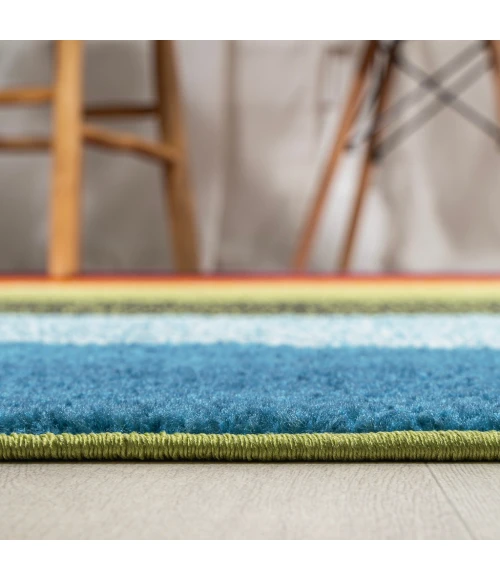 Prism Geometric Striped Orange/Green/Blue 2 ft. x 8 ft. Runner Rug