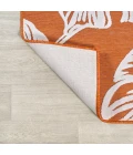 Tobago High-Low Two-Tone Monstera Leaf Orange/Ivory 2 ft. x 8 ft. Indoor/Outdoor Runner Rug