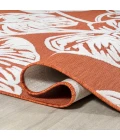 Tobago High-Low Two-Tone Monstera Leaf Orange/Ivory 2 ft. x 8 ft. Indoor/Outdoor Runner Rug