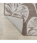 Tobago High-Low Two-Tone Monstera Leaf Brown/Ivory 5 ft. x 8 ft. Indoor/Outdoor Area Rug