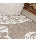 Tobago High-Low Two-Tone Monstera Leaf Brown/Ivory 5 ft. x 8 ft. Indoor/Outdoor Area Rug