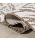 Tobago High-Low Two-Tone Monstera Leaf Brown/Ivory 2 ft. x 8 ft. Indoor/Outdoor Runner Rug