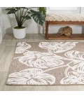 Tobago High-Low Two-Tone Monstera Leaf Brown/Ivory 5 ft. x 8 ft. Indoor/Outdoor Area Rug