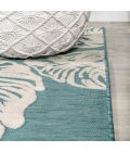 Tobago High-Low Two-Tone Monstera Leaf Blue/Ivory 8 ft. x 10 ft. Indoor/Outdoor Area Rug