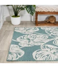 Tobago High-Low Two-Tone Monstera Leaf Blue/Ivory 8 ft. x 10 ft. Indoor/Outdoor Area Rug