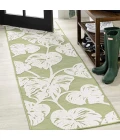 Tobago High-Low Two-Tone Monstera Leaf Light Green/Ivory 2 ft. x 8 ft. Indoor/Outdoor Runner Rug