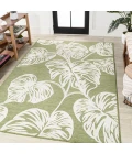 Tobago High-Low Two-Tone Monstera Leaf Light Green/Ivory 8 ft. x 10 ft. Indoor/Outdoor Area Rug