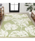 Tobago High-Low Two-Tone Monstera Leaf Light Green/Ivory 8 ft. x 10 ft. Indoor/Outdoor Area Rug