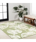 Tobago High-Low Two-Tone Monstera Leaf Light Green/Ivory 8 ft. x 10 ft. Indoor/Outdoor Area Rug