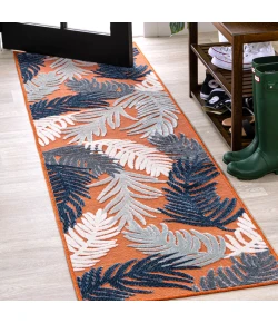 Jonathany Hawaii HWC101A Orange/Navy/Ivory Area Rug 2 ft. 2 in. X 8 ft. Runner