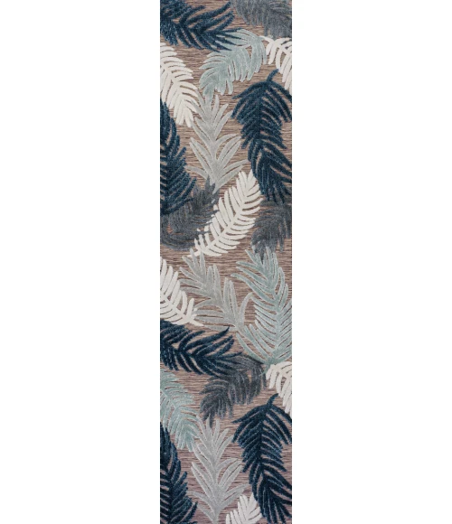 Montego High-Low Tropical Palm Brown/Navy/Ivory 2 ft. x 8 ft. Indoor/Outdoor Runner Rug