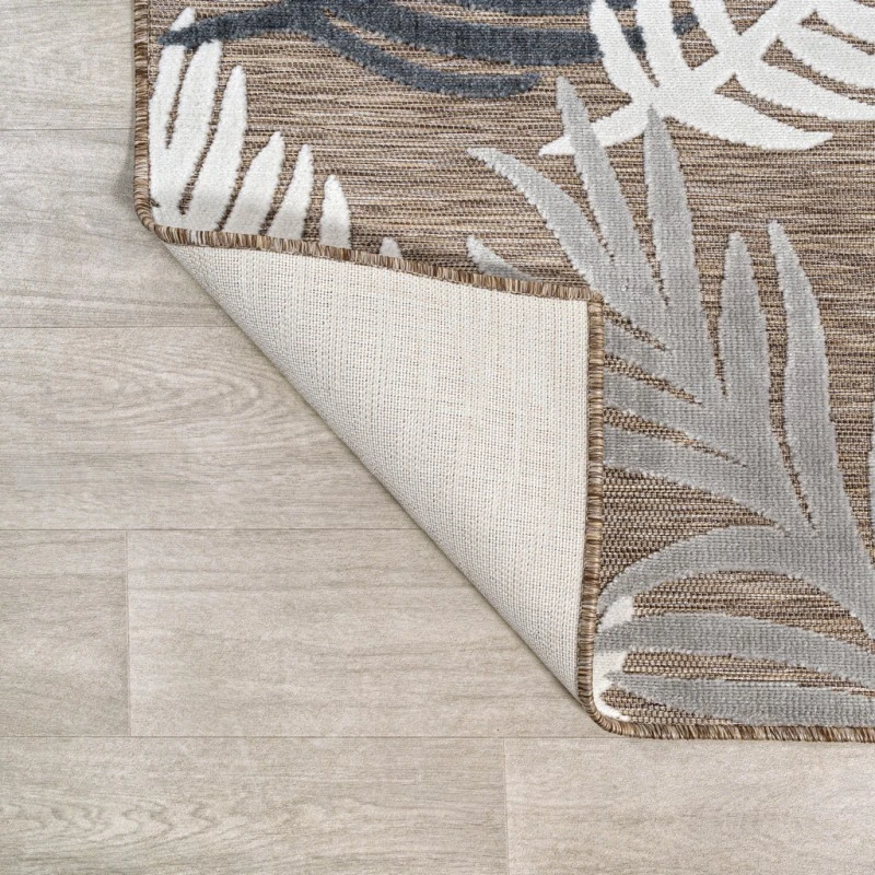 Montego High-Low Tropical Palm Brown/Navy/Ivory 2 ft. x 8 ft. Indoor/Outdoor Runner Rug