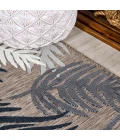 Montego High-Low Tropical Palm Brown/Navy/Ivory 4 ft. x 6 ft. Indoor/Outdoor Area Rug