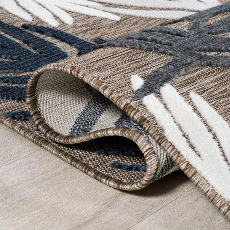 Montego High-Low Tropical Palm Brown/Navy/Ivory 2 ft. x 8 ft. Indoor/Outdoor Runner Rug
