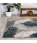 Montego High-Low Tropical Palm Brown/Navy/Ivory 4 ft. x 6 ft. Indoor/Outdoor Area Rug