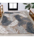 Montego High-Low Tropical Palm Brown/Navy/Ivory 4 ft. x 6 ft. Indoor/Outdoor Area Rug