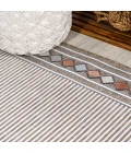 Sebastian High-Low Modern Diamond Border Brown/Ivory 2 ft. x 8 ft. Indoor/Outdoor Runner Rug