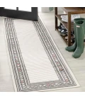 Sebastian High-Low Modern Diamond Border Ivory/Beige 2 ft. x 8 ft. Indoor/Outdoor Runner Rug