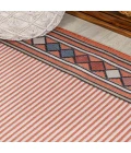 Sebastian High-Low Modern Diamond Border Orange/Ivory 8 ft. x 10 ft. Indoor/Outdoor Area Rug