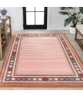 Sebastian High-Low Modern Diamond Border Orange/Ivory 8 ft. x 10 ft. Indoor/Outdoor Area Rug