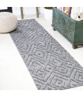 Balansat Moroccan Diamond Dark Gray 2 ft. x 8 ft. Indoor/Outdoor Runner Rug