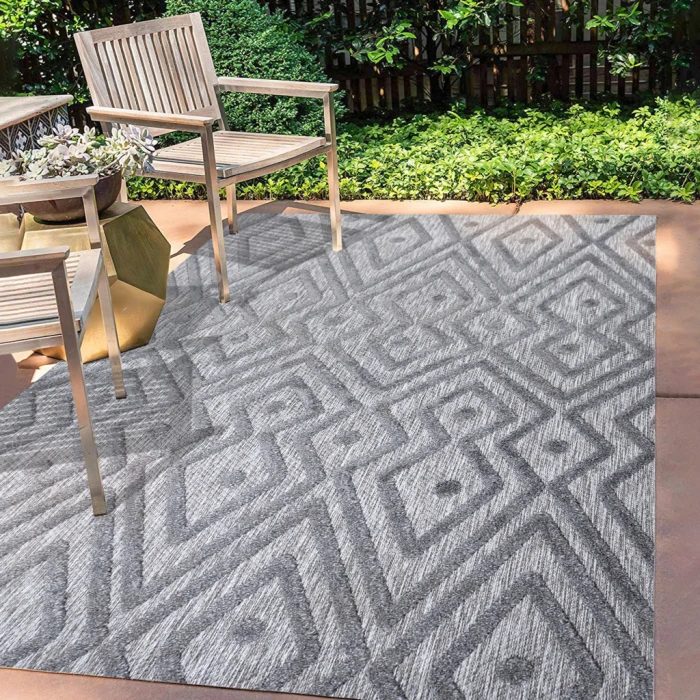 Balansat Moroccan Diamond Dark Gray 4 ft. x 6 ft. Indoor/Outdoor Area Rug