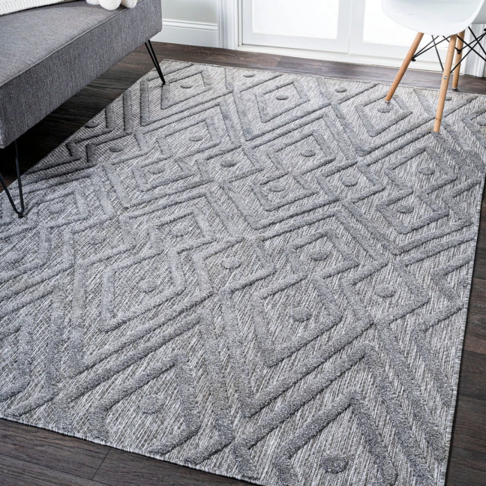 Balansat Moroccan Diamond Dark Gray 4 ft. x 6 ft. Indoor/Outdoor Area Rug