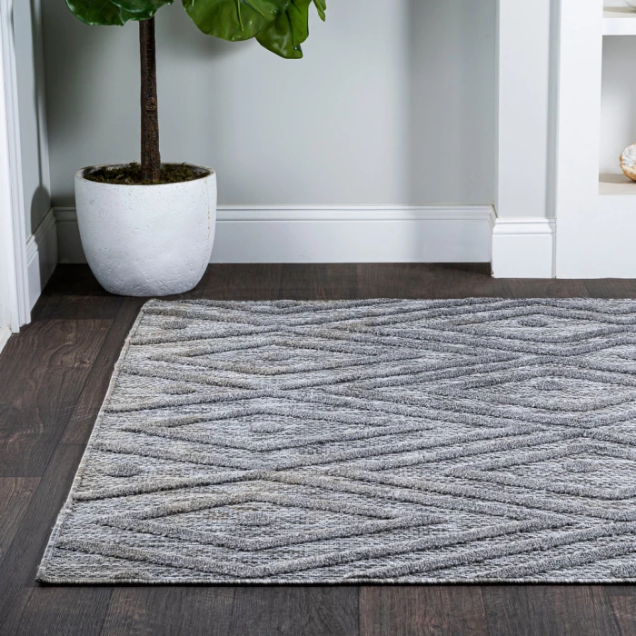 Balansat Moroccan Diamond Dark Gray 4 ft. x 6 ft. Indoor/Outdoor Area Rug
