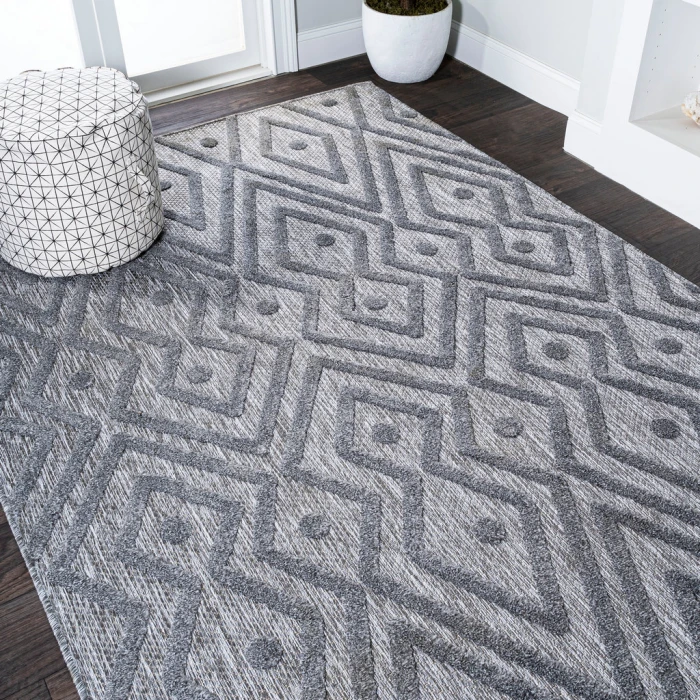 Balansat Moroccan Diamond Dark Gray 4 ft. x 6 ft. Indoor/Outdoor Area Rug