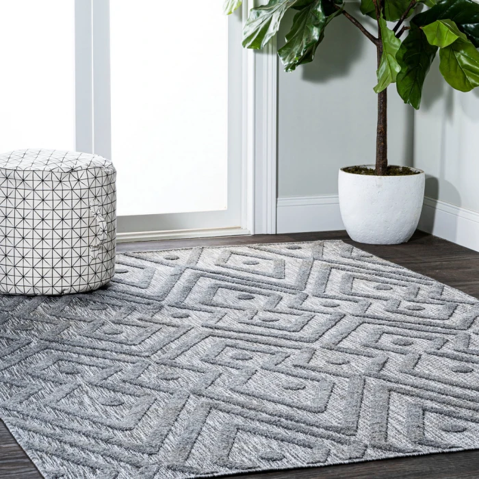 Balansat Moroccan Diamond Dark Gray 4 ft. x 6 ft. Indoor/Outdoor Area Rug
