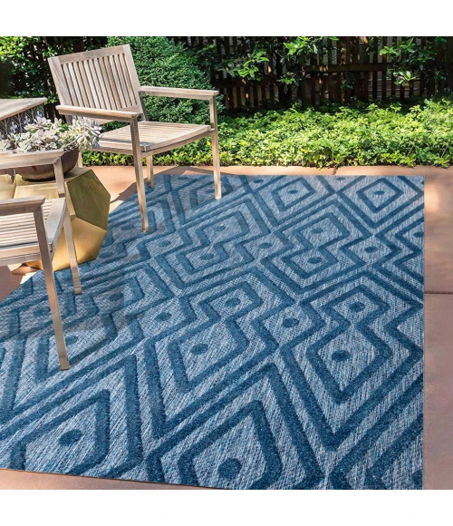 Balansat Moroccan Diamond Navy 5 ft. x 8 ft. Indoor/Outdoor Area Rug