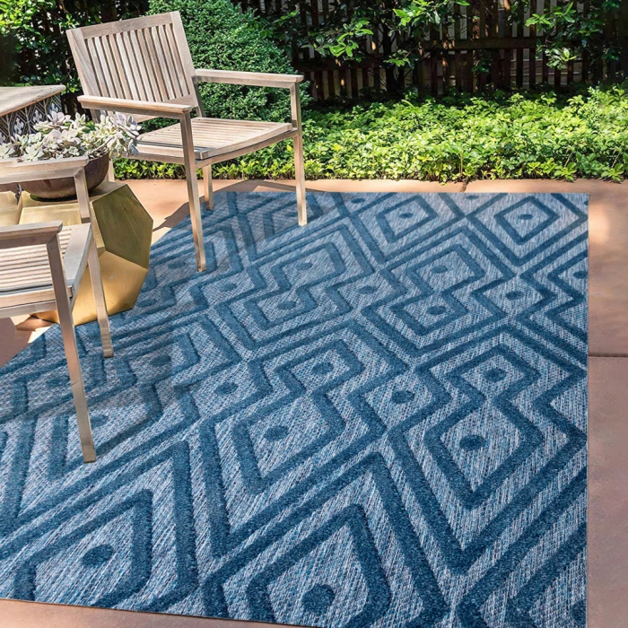 Balansat Moroccan Diamond Navy 8 ft. x 10 ft. Indoor/Outdoor Area Rug