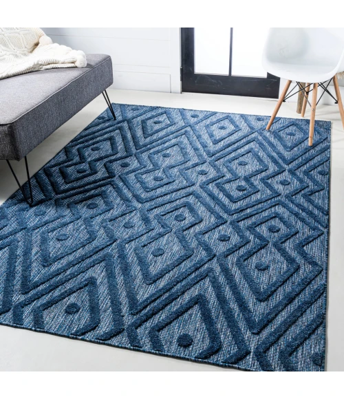 Balansat Moroccan Diamond Navy 5 ft. x 8 ft. Indoor/Outdoor Area Rug