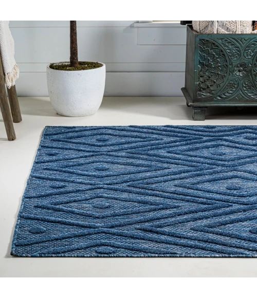 Balansat Moroccan Diamond Navy 5 ft. x 8 ft. Indoor/Outdoor Area Rug
